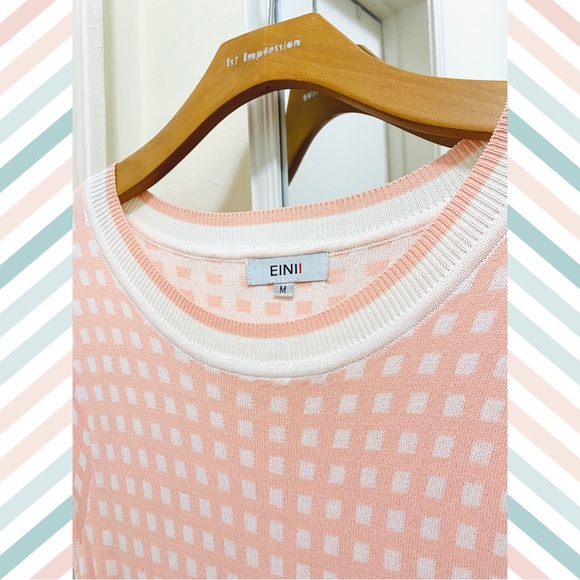 Unique Vintage Mod Pink Gingham Knitted Dress - Picture 5 of 9